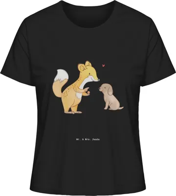 Produktbild von Mr. & Mrs. Panda Damen T-Shirt Fuchs Hundetraining Größe L - Schwarz - Geschenk, Shirt, Welpenschule, Hundeschule, Hundeprüfung, Kurzarm, Oberteil, Basic, Hundeerziehung