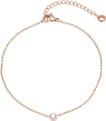 Produktbild von Dezente Fußkette mit Zirkonia rosévergoldet A5024