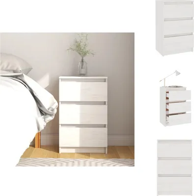 Image de vidaXL Table de nuit blanc 40x29,5x64 cm Pin massif - Tables de nuit