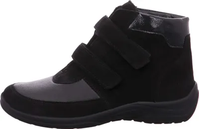 Side view of a black women's boot.