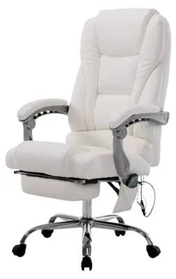 Produktbild von Bürostuhl Zico mit Massagefunktion in Weiß aus Kunstleder - Ergonomisch, höhenverstellbar und mit Rollen für Erwachsene
