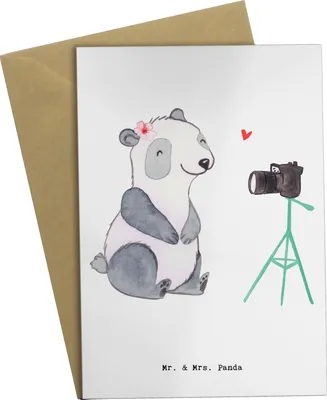 Produktbild von Mr. & Mrs. Panda Klappkarte Vloggerin Herz - Weiß - Geschenk, genesungskarte, vatertagskarte, Grußkarten, weihnachtskarten, osterkarten, einladungskarten