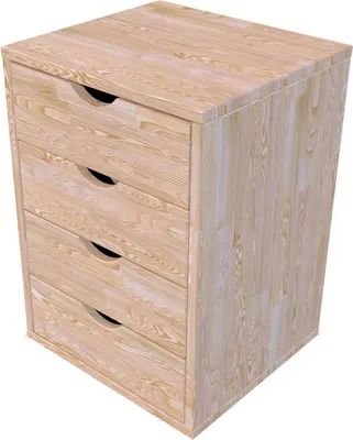 Produktbild von Schubladencontainer mit 4 Schubladen - Roh (ohne Lack)