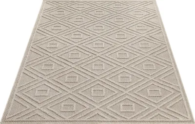 Produktbild von Teppich Läufer Wetterfest Beige 80x150 Rauten Design aus Polypropylen