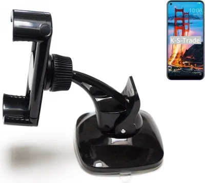 Produktbild von K-S-Trade kompakte Handy-Halterung Windschutzscheibe kompatibel mit ZTE Blade V2020 Armaturenbrett schwarz Autohalterung KFZ Halter Scheiben-Halterung