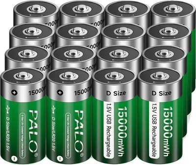 Produktbild von D-Größe wiederaufladbare Batterie, 15000mAh Kapazität, USB-Ladung, 16PCS Batterie
