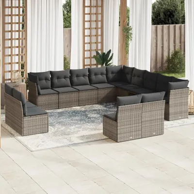 Produktbild von Möbel 13-tlg. Garten-Sofagarnitur mit Kissen Grau Poly Rattan 2024