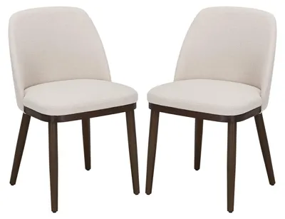 Produktbild von COLAMY 2er-Set Esszimmerstühle – Design-Stühle mit Stoffbezug und Massivholzbeinen, ideal für Wohnzimmer, Küche oder Esszimmer – Beige