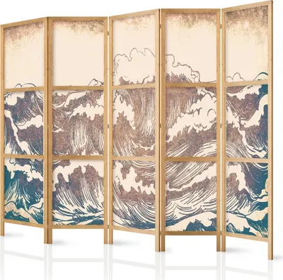 Obrázek produktu pro Japonský paraván Krajina 225x172 cm 5dílný bílý