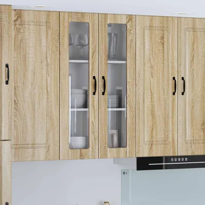 Obrázok produktu pre vidaXL Nástenná sklenená skriňa LUCCA v odtieni dub Sonoma, 60 x 31 x 100 cm