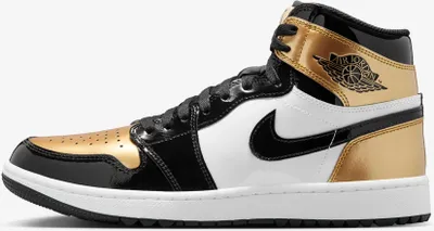 Zdjęcie produktu dla Nike Air Jordan 1 Retro High Golf "Patent Gold Toe" Gold/Black, Rozmiar: 44