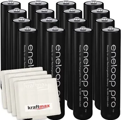 A collection of rechargeable batteries and battery cases.