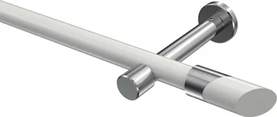 Produktbild von Interdeco Gardinenstange / Vorhangstange Weiß / Chrom, Typ Prestige Verano (Schräge Bicolor) ohne Ringe, 20 mm Ø 1-läufig, 400 cm