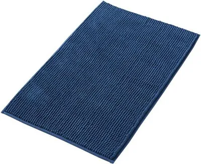Produktbild von Unyqoos® Chenille-Badematte 40 x 60 cm – rutschfeste, waschbare Dusch- & Badezimmermatte, saugstark, kombinierbar, blau