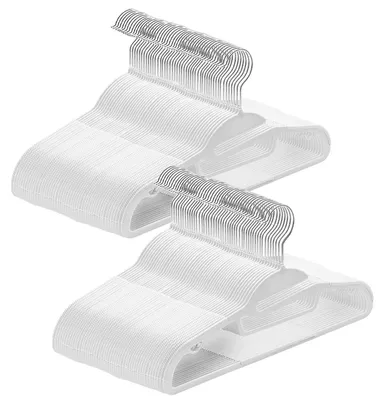 Obrázek produktu pro Elzusha - Plastové věšáky ve tvaru U - 100 kusů - Bílé