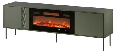 Produktbild von MIRJAN24 TV-Lowboard Tresse 180 EF mit Kamin, TV-Schrank, Realistische LED-Flamme, Wohnzimmer (Farbe: Grün)