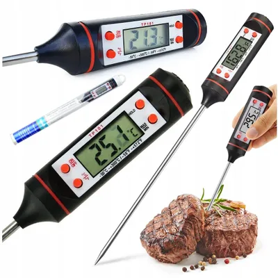 Produktbild von Digitales Küchenthermometer Für Fleisch Und Wein Mit Lcd-Display Und Nadelsonde