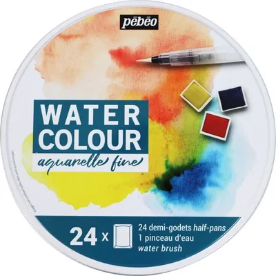 Obrázok produktu pre Krabica 24 polovičných pohárov na akvarel + štetce na vodu