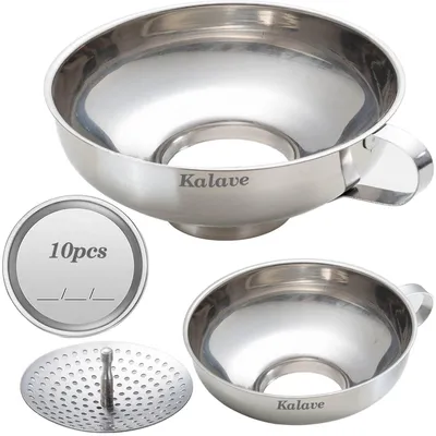 Produktbild von Einmach Trichter Set Edelstahl mit Sieb, Weithals Trichter für Gläser, klein & groß