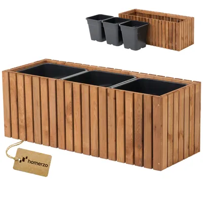 Immagine prodotto di Fioriera per esterno Fioriera in legno con inserto per piante in plastica Fioriera quadrata da 18 litri per balcone o terrazzo