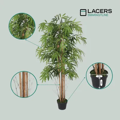Produktbild von Lacers SMARAGDLINE künstlicher Bambus im Topf 180cm-Groß-Dekoration/realistische Optik, Bambusbaum/ Bambusstrauch für Wohnzimmer, Balkon und Büroräume