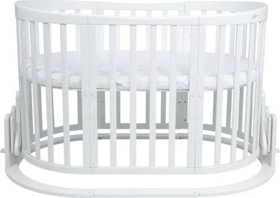 Produktbild von Waldin Babybett OWAL Kinderbett 7in1 mit Matratze, mitwachsendes Kinder-Bett,Ohne Stoffset,Holz weiß