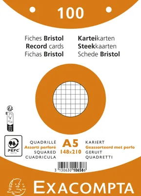 Produktbild von Exacompta 10x 100er Karteikarten - kariert gelocht 148x210mm - sortiert - 10658E