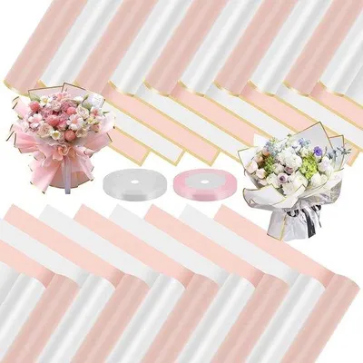 Produktbild von 20 Vellen Cadeaupapier mit Blumenmuster - Wasserfestes Einwickelpapier für Geburtstage, Müttertag und Hochzeiten (56 x 56 cm)