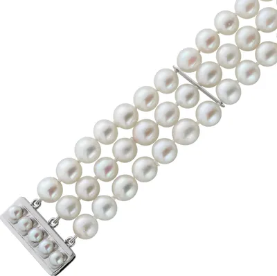 Produktbild von Perlenarmband Silber 835 Akoyaperlen Antikschmuck 16