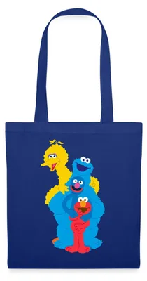 Produktbild von Spreadshirt Sesamstraße Elmo Grobi Krümelmonster Bibo Stoffbeutel, One size, Royalblau