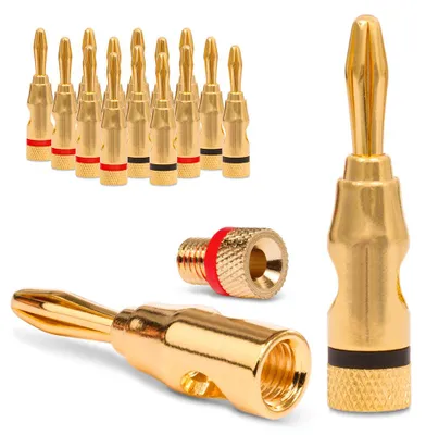 Produktbild von 16x Bananenstecker vergoldet High End Bananas Stecker Nauci 24K f Kabel bis 6mm²