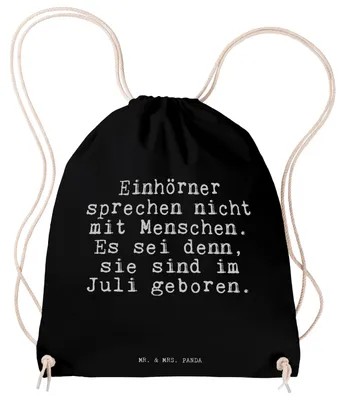 Produktbild von Mr. & Mrs. Panda Stoffbeutel Einhörner sprechen nicht mit... - Schwarz - Geschenk, Sportbeutel, Geburtstag, wander rucksack, Beutel, Unicorn, Freundin, lustiger Spruch