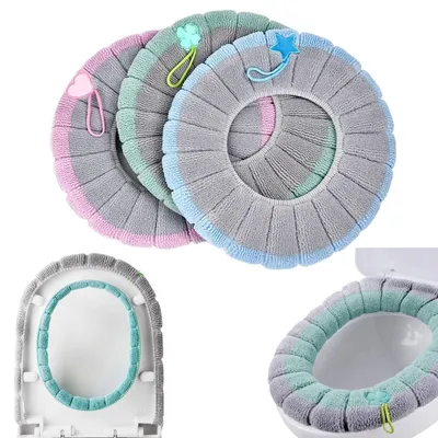 Imagen del producto de Almohadillas para inodoro con asa, juego de 4 unidades, con acolchado más grueso, para el baño