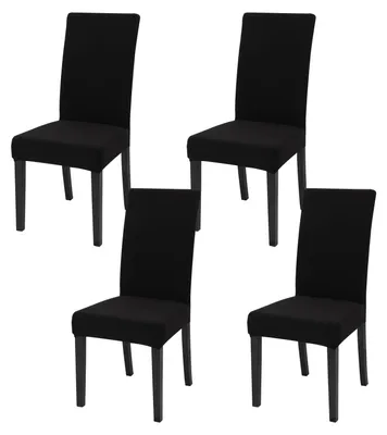 Produktbild von Set mit 4 elastischen Stuhlhussen für das Esszimmer, abnehmbar und waschbar, moderne elastische Hussen für Zuhause, Hotel, Bankette, Partys, Dekoration und Hochzeiten (schwarz)
