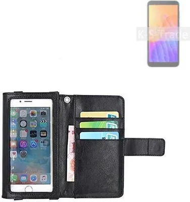 Produktbild von K-S-Trade Handy Hülle Schutz Hülle Kompatibel mit Huawei Y5p Case mit Displayschutz / Schutzfolie Flip Cover Wallet case Etui Hülle schwarz