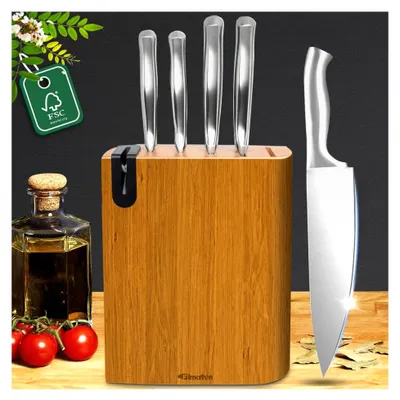 Produktbild von Messerblock mit 6-teiligem Küchenmesser Set und Schärfer