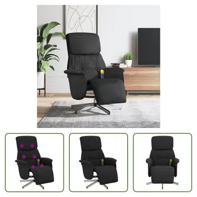 Obrázok produktu pre The Living Store Masážne kreslo s podnožkou čierna látka