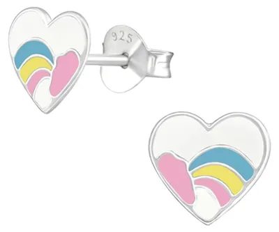 Produktbild von Kinder-Ohrringe: 925 Silber Ohrstecker für Mädchen und Jungen Herz | 7.5 mm x 7.5 mm