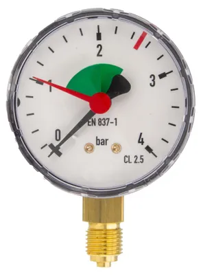 Produktbild von tecuro Heizungsmanometer 0-4 bar, Ø 63 mm - 1/4 Zoll Anschluss radial (unten)