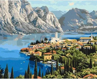 Immagine prodotto di Dipingere seguendo i numeri - Città sul mare 40x50 cm - Il tuo hobby
