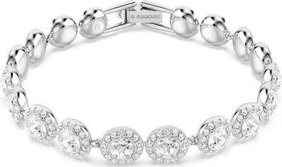 Produktbild von Swarovski Una Angelic Armreif, Weißes, Rhodiniertes Tennis-Armband mit Strahlend