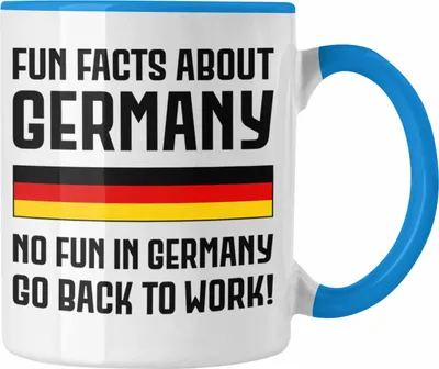 Produktbild von Trendation - Fun Facts About Germany Tasse Lustiger Spruch Bürotasse mit Spruch Geschenk Kollege Kollegin (Blau)