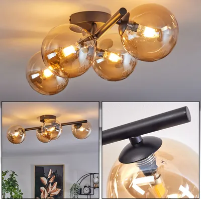 Produktbild von Isorella Deckenlampe aus Metall/Glas in Schwarz/Bernsteinfarben