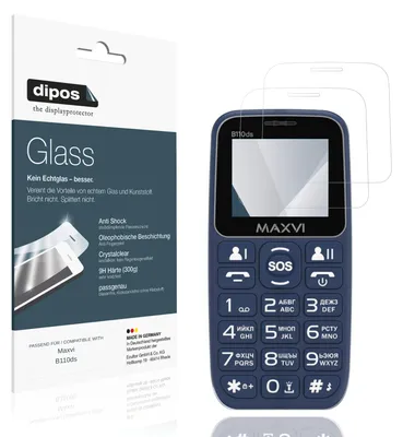 Produktbild von 2x Schutzfolie für Maxvi B110ds - Anti-Shock 9H Folie dipos Glass Kunststoffglas