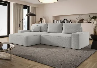 Produktbild von BEDANTE ECKSOFA MONA mit Schlaffunktion QUELLE 83 HellgrauLinks L-Form Sofa mit Stauraum Bettkasten Wohnzimmersofa Couch Sofa Bettsofa Bettkasten Bettcouch