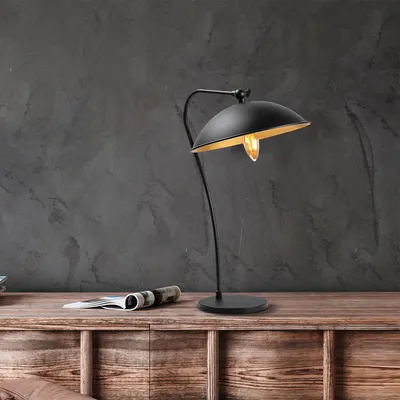 Produktbild von Opviq, Hochwertige Tischlampe, Schwarz und Gold, 35 x 27 x 50 cm | Metallkörper, E14 Fassung, Max 40 W, IP20 | Stilvolles, industrielles Design für moderne Räume.