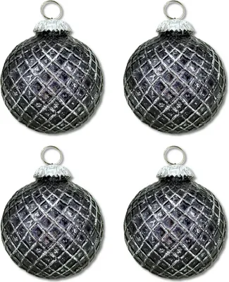 Produktbild von Glas Weihnachtskugel schwarz - B - 4 Stück 8,5 x 10cm Deko-Kugel Christbaumschmuck glänzend