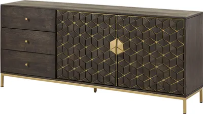Image de MASSIVMOEBEL24 | Buffet 180x40 Manguier huilé Gris taupe DIAMOND #110