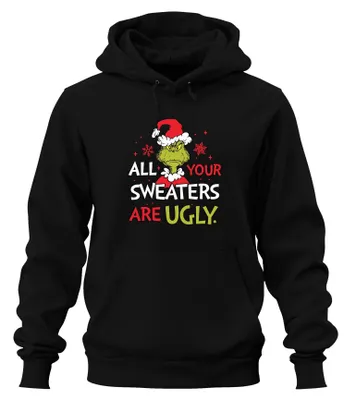 Produktbild von Grinch All Your Sweaters Are Ugly Weihnachten lustig Hoodie Kapuzenpullover, Schwarz, S