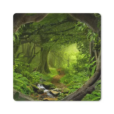 Produktbild von MuchoWow® Mauspad Mousepad Dschungel - Grün - Natur - Tropisch - Pflanzen 30x30 cm - Mousepads - Maus Mat - Pad - Mausunterlage - Gaming